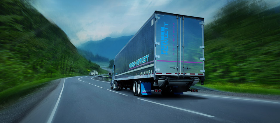 Forbes-Hewlett Transport truck on the road#